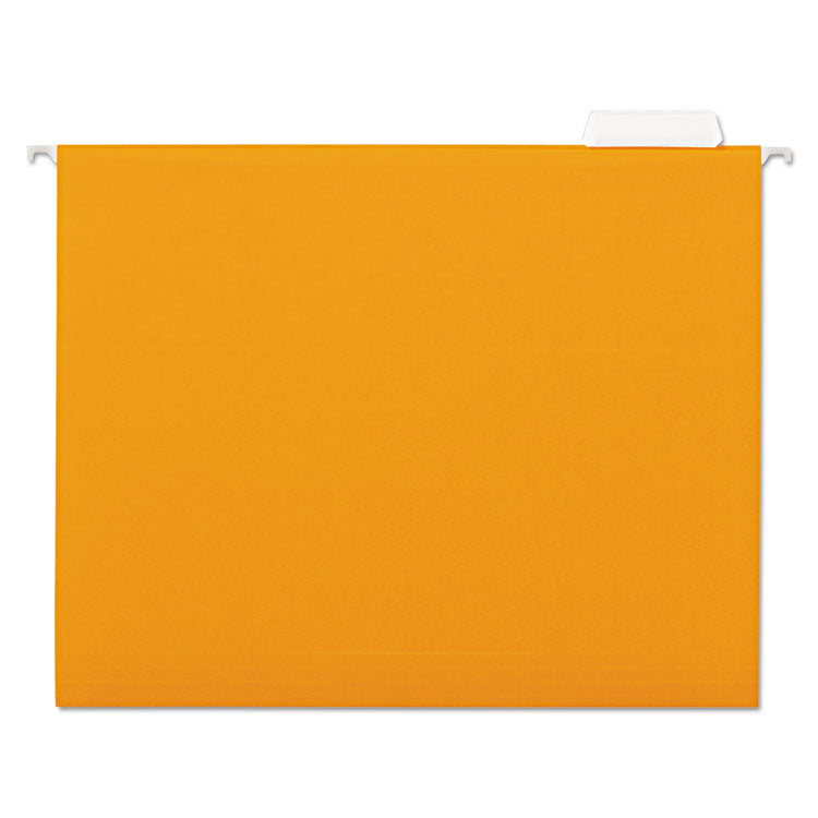 Deluxe Bright Color Hanging File Folders, Letter Size, 1/5-Cut Tabs, Orange, 25/Box