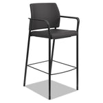 Accommodate Series Cafe Stool with Fixed Arms, Supports Up to 300 lb, 30" Seat Height, Black Seat, Black Back, Black Base