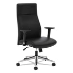 Define Executive High-Back Leather Chair, Supports 250 Lb, 17" To 21" Seat Height, Black Seat/back, Polished Chrome Base