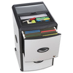 Mobile Filing Cabinet With Metal Siding And Top-Drawer Organizer Tray, 2 Letter File Drawers, Silver/black, 19" X 15" X 23"