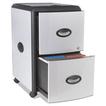 Mobile Filing Cabinet With Metal Siding And Top-Drawer Organizer Tray, 2 Letter File Drawers, Silver/black, 19" X 15" X 23"