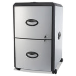 Mobile Filing Cabinet With Metal Siding And Top-Drawer Organizer Tray, 2 Letter File Drawers, Silver/black, 19" X 15" X 23"