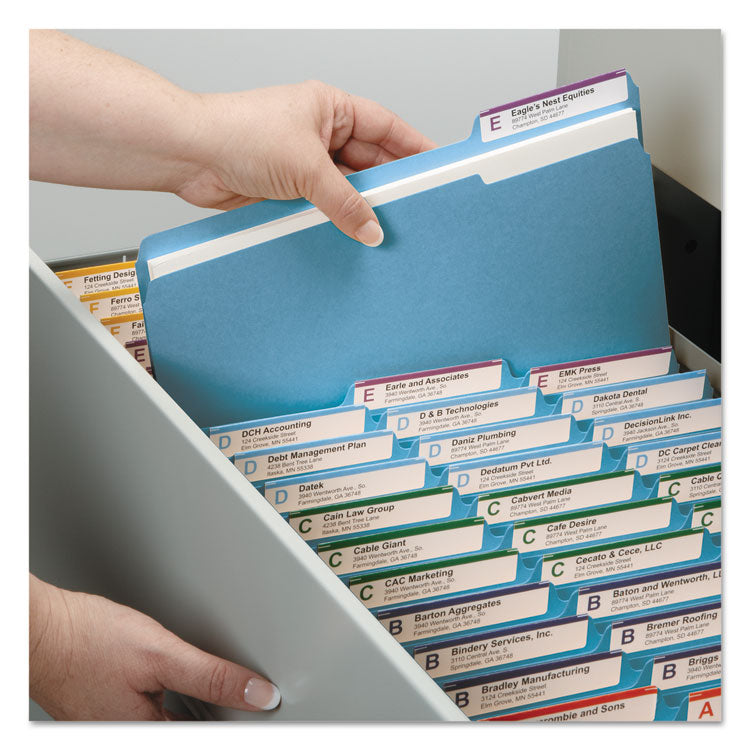Colored Pressboard Fastener Folders with SafeSHIELD Coated Fasteners, 2" Expansion, 2 Fasteners, Letter Size, Blue, 25/Box
