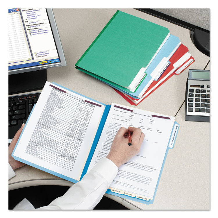 Colored Pressboard Fastener Folders with SafeSHIELD Coated Fasteners, 2" Expansion, 2 Fasteners, Letter Size, Blue, 25/Box
