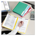 Colored Pressboard Fastener Folders with SafeSHIELD Coated Fasteners, 2" Expansion, 2 Fasteners, Letter Size, Yellow, 25/Box
