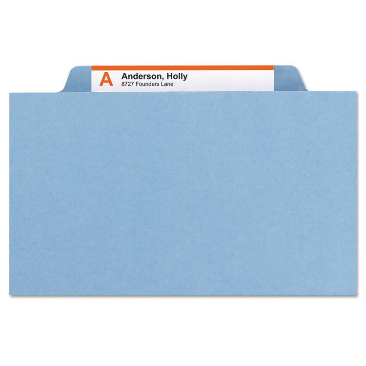 Expanding Recycled Heavy Pressboard Folders, 1/3-Cut Tabs: Assorted, Letter Size, 1" Expansion, Blue, 25/Box