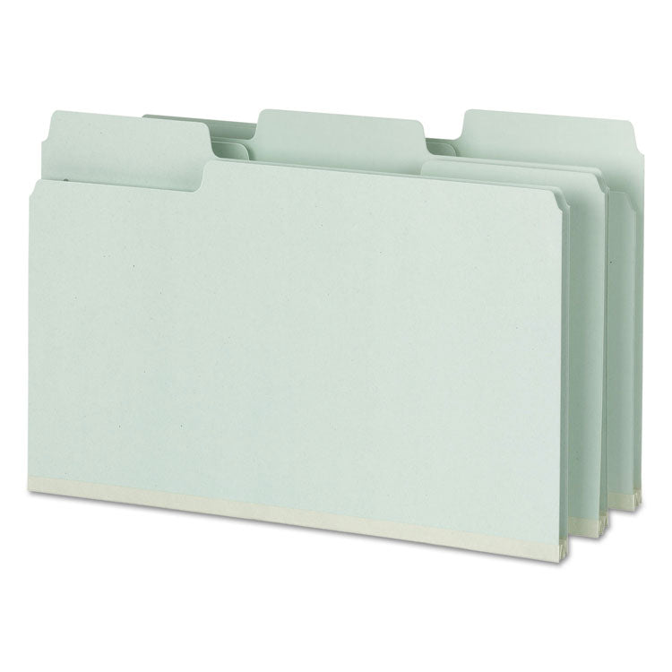 SuperTab Pressboard Fastener Folders with Two SafeSHIELD Fasteners, 2" Expansion, Legal Size, Gray-Green, 25/Box