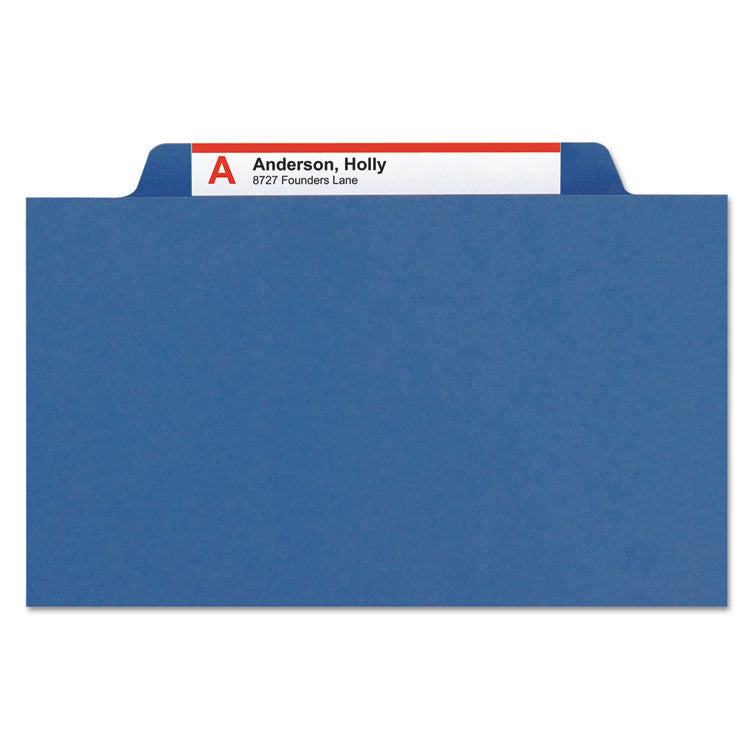Expanding Recycled Heavy Pressboard Folders, 1/3-Cut Tabs: Assorted, Letter Size, 1" Expansion, Dark Blue, 25/Box