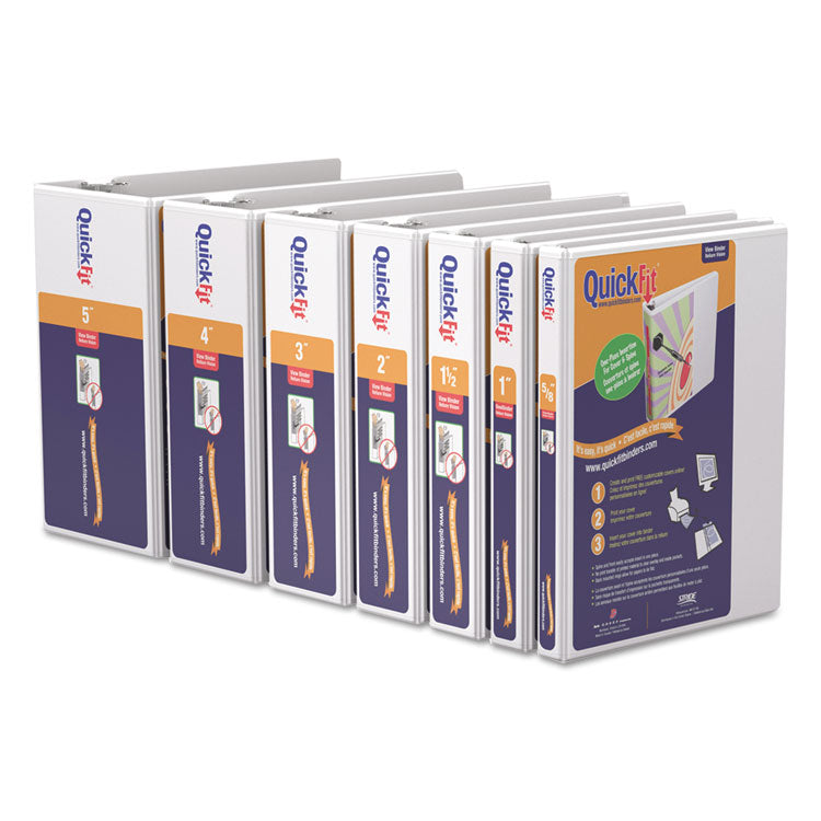 Quickfit D-Ring View Binder, 3 Rings, 5" Capacity, 11 X 8.5, White