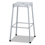 Bar-Height Steel Stool, Backless, Supports Up To 250 Lb, 29" Seat Height, Silver