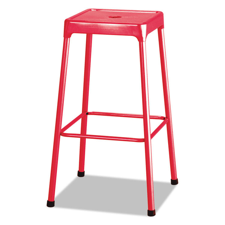 Bar-Height Steel Stool, Backless, Supports Up To 250 Lb, 29" Seat Height, Red