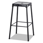 Bar-Height Steel Stool, Backless, Supports Up To 250 Lb, 29" Seat Height, Black