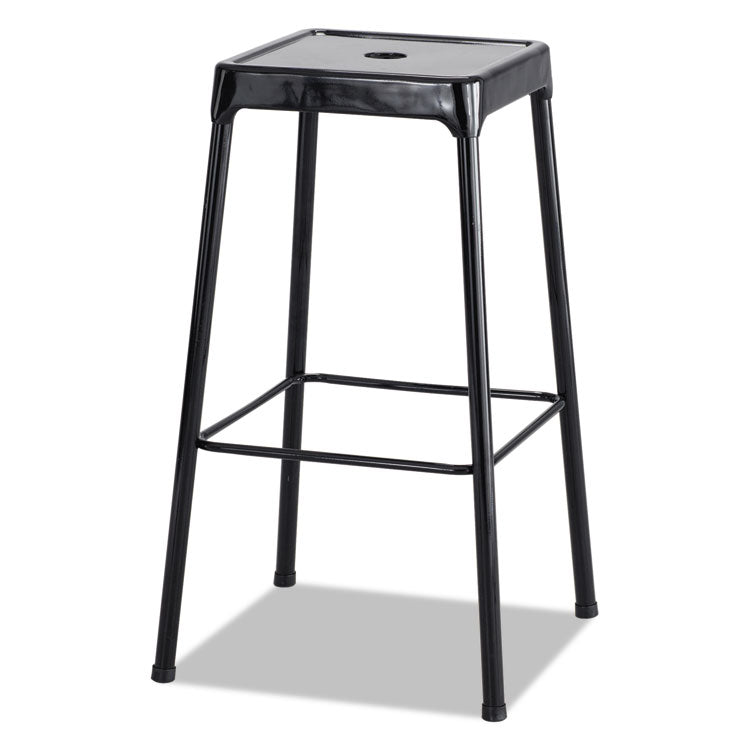Bar-Height Steel Stool, Backless, Supports Up To 250 Lb, 29" Seat Height, Black