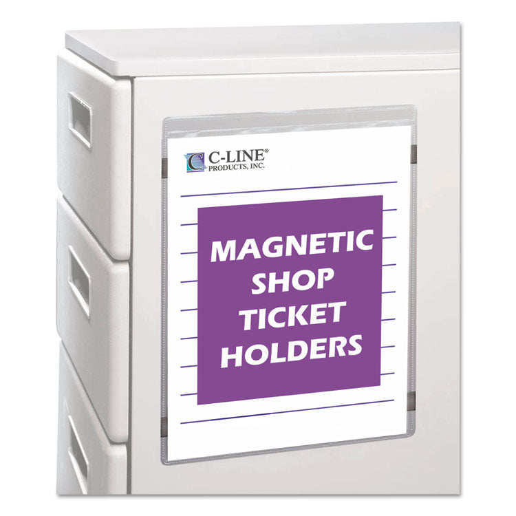 Magnetic Shop Ticket Holders, Super Heavy-Duty, Top Load 9 x 12 Insert, Clear Front, 15/Box
