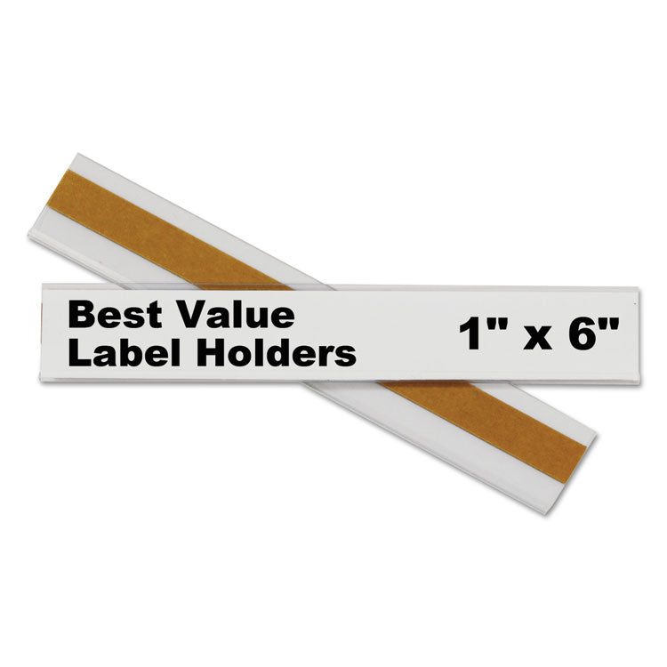 Self-Adhesive Label Holders, Top Load, 1 X 6, Clear, 50/pack
