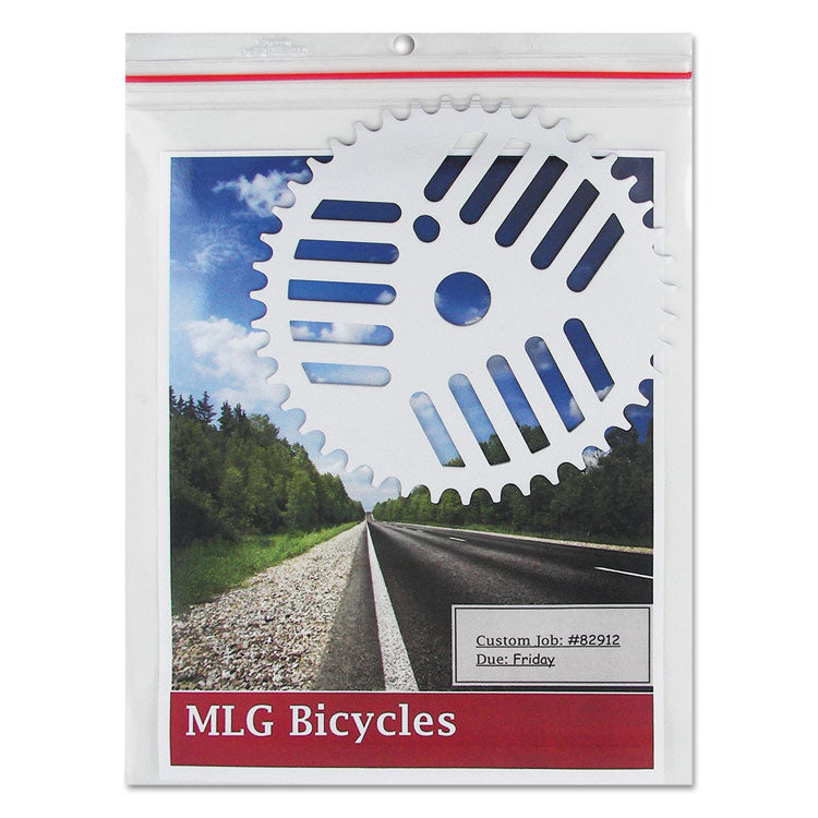 Industrial Zipper Seal Shop Ticket Holders, Super Heavy-Duty, Top Load 9 x 12 Insert, Clear Front, 15/Box