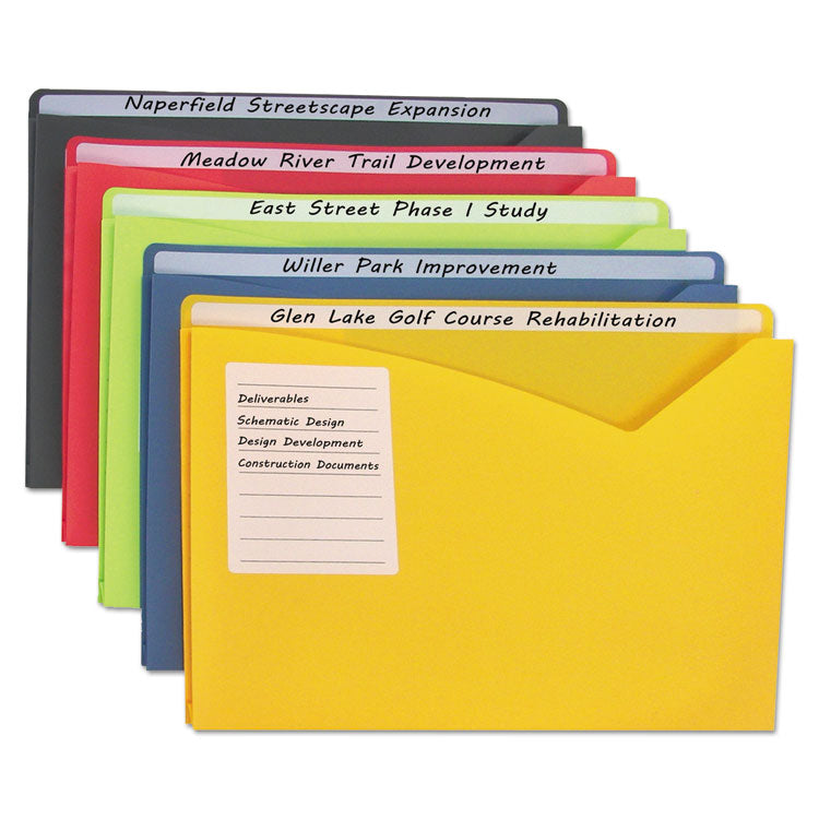 Write-On Poly File Jackets, Straight Tab, Letter Size, Assorted Colors, 10/pack