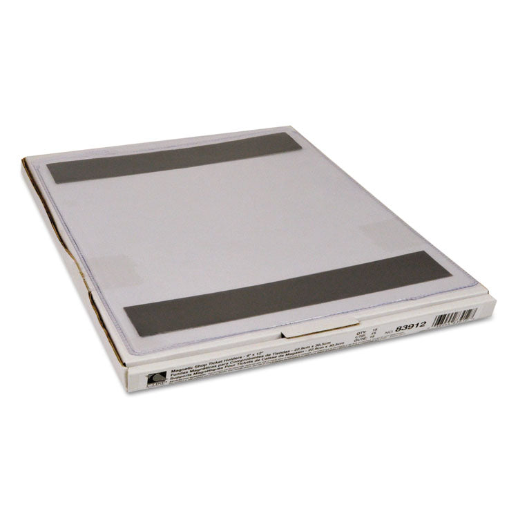 Magnetic Shop Ticket Holders, Super Heavy-Duty, Top Load 9 x 12 Insert, Clear Front, 15/Box