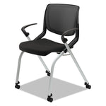 Motivate Nesting/Stacking Flex-Back Chair, Supports Up to 300 lb, 19.25" Seat Height, Onyx Seat, Black Back, Platinum Base