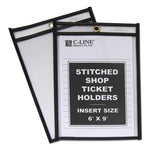 Stitched Shop Ticket Holders, Super Heavy-Duty, Top Load 6 x 9 Insert, Clear Front, Black Border, 25/Box