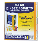 Binder Pocket With Write-On Index Tabs, 9.88 X 11.38, Assorted, 5/set