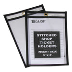 Stitched Shop Ticket Holders, Super Heavy-Duty, Top Load 5 x 8 Insert, Clear Front, Black Border, 25/Box