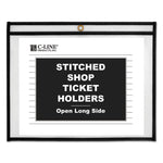 Stitched Shop Ticket Holders, Super Heavy-Duty, Top Load 11 x 8.5 Insert, Clear Front, Black Border, 25/Box
