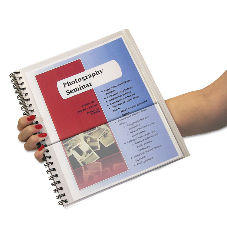 Eight-Pocket Portfolio With Security Flap, Polypropylene, 8.5 X 11, Black/white