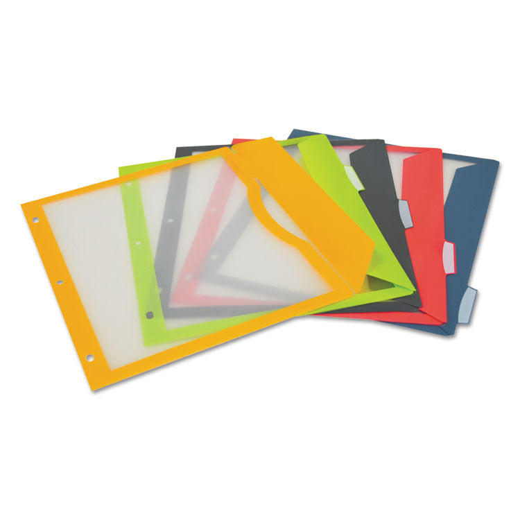 Binder Pocket With Write-On Index Tabs, 9.88 X 11.38, Assorted, 5/set