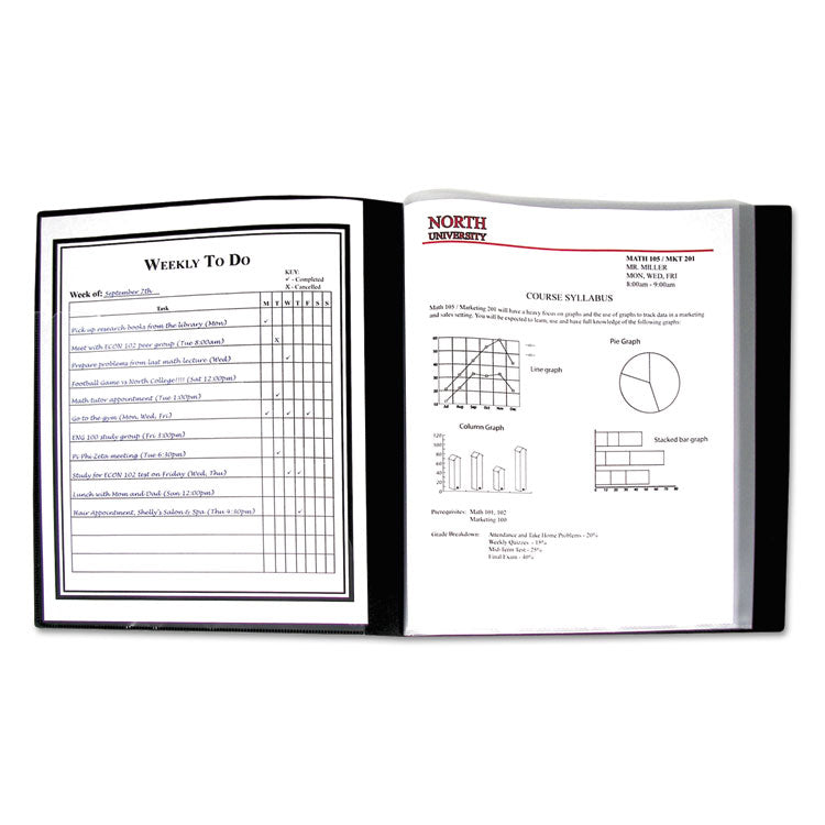 Bound Sheet Protector Presentation Book, 12 Letter-Size Sleeves, Black
