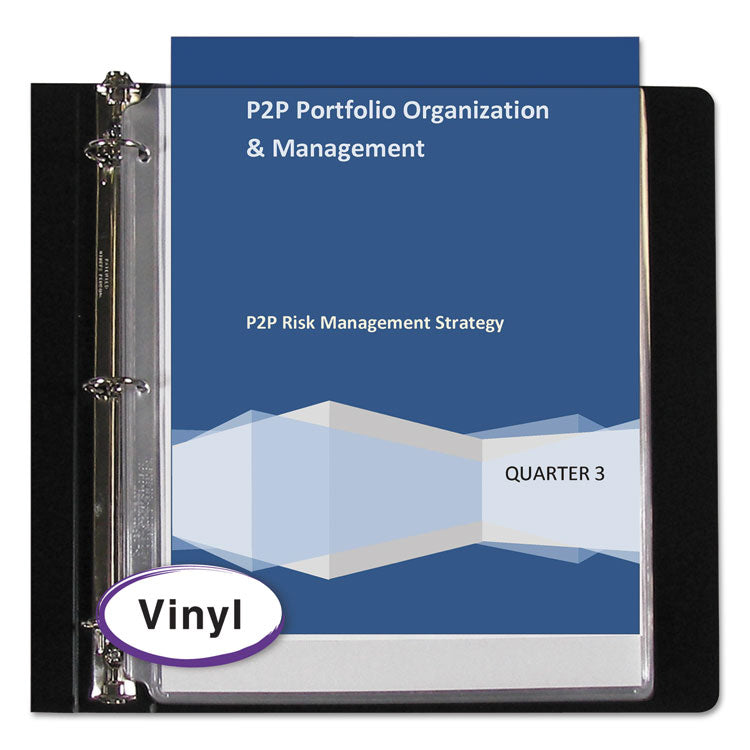 Vinyl Sheet Protectors, Super Heavy-Duty, Side: 3-Hole Punched, Top Load 8.5 x 11 Insert, Clear Front, 50/Box