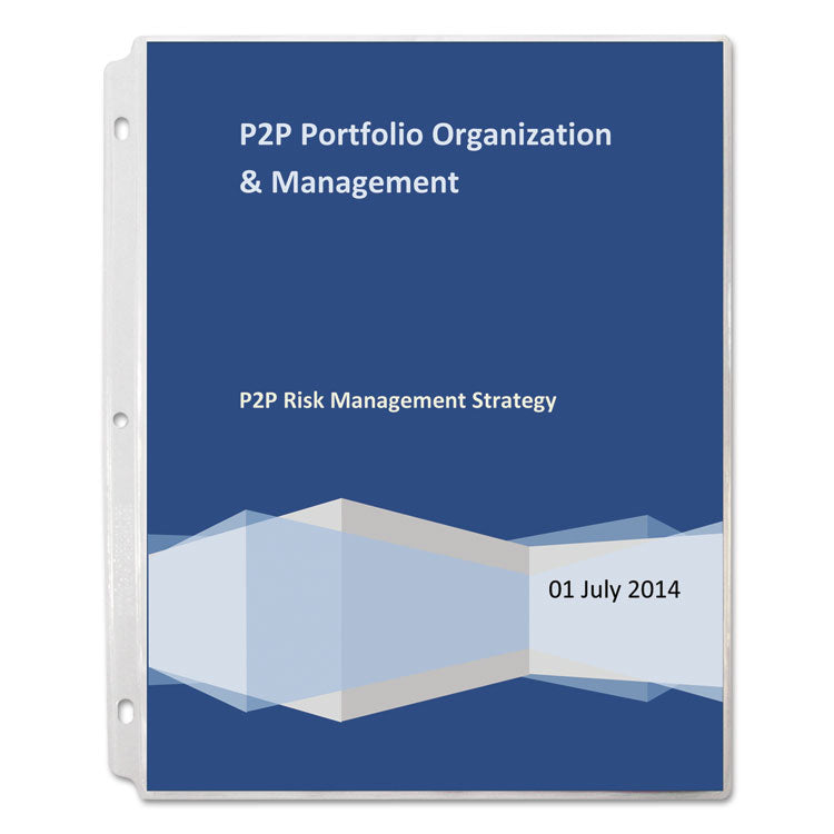 Vinyl Sheet Protectors, Super Heavy-Duty, Side: 3-Hole Punched, Top Load 8.5 x 11 Insert, Clear Front, 50/Box