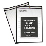Stitched Shop Ticket Holders, Super Heavy-Duty, Top Load 11 x 17 Insert, Clear Front, Black Border, 25/Box