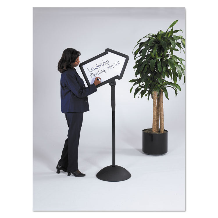 WriteWay Two-Sided Dry Erase Standing Message Sign, White 25.5" x 17.75" Arrow Surface, Black Frame, 25.5" x 17.75" x 64.25"