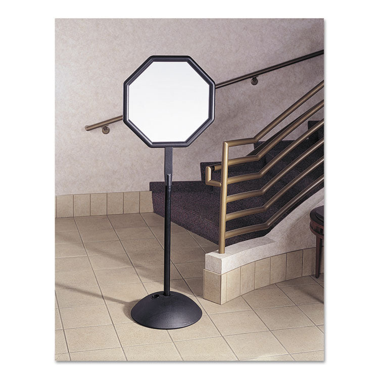 WriteWay Two-Sided Dry Erase Standing Message Sign, White 18" x 18" Octagon Surface, Black Frame, 18" x 18" x 65"