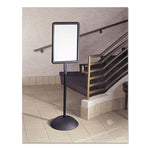 WriteWay Two-Sided Dry Erase Standing Message Sign, White 14.25" x 22.5" Rectangle Surface, Black Frame, 14.25" x 22.5" x 65"