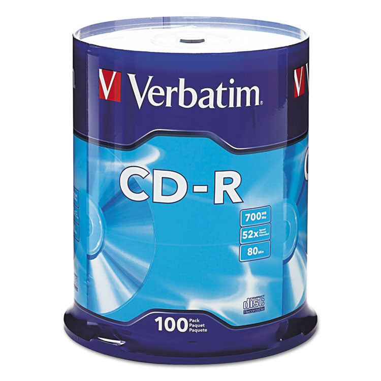 Cd-R Recordable Disc, 700 Mb/80 Min, 52x, Spindle, Silver, 100/pack