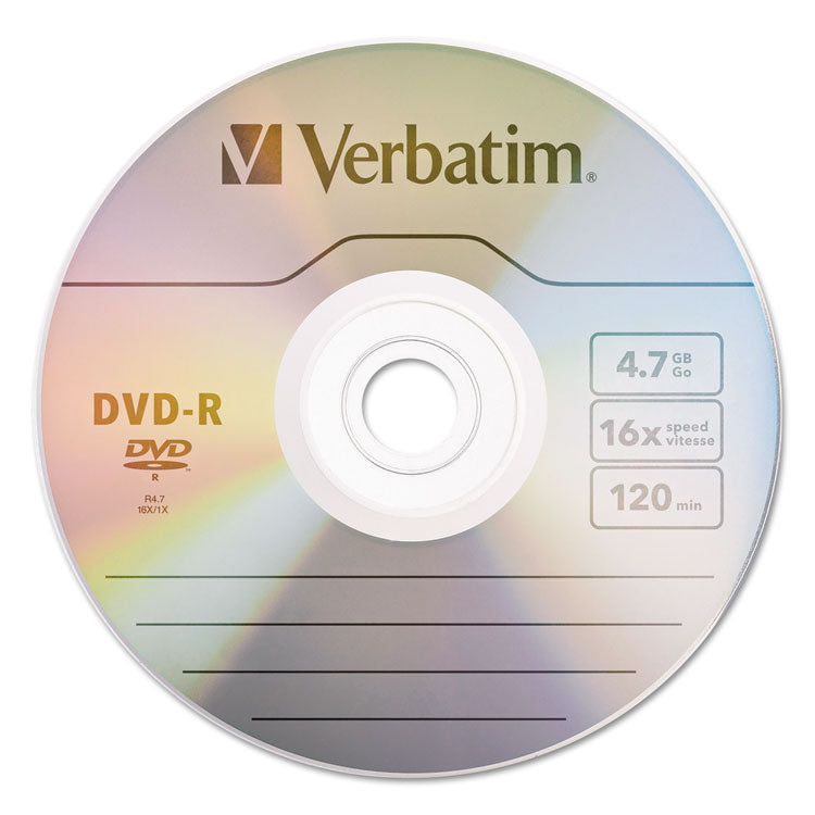 Dvd-R Recordable Disc, 4.7 Gb, 16x, Spindle, Silver, 100/pack