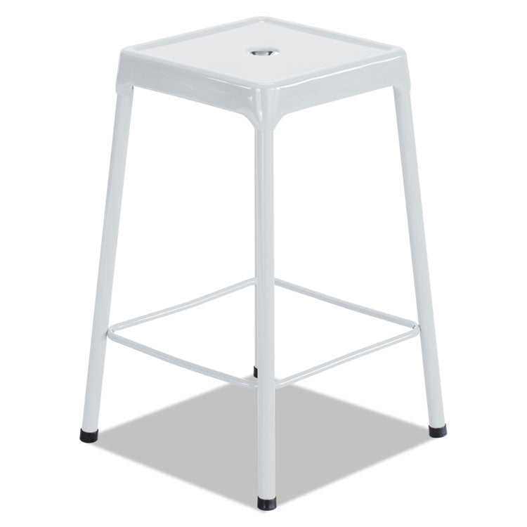 Counter-Height Steel Stool, Backless, Supports Up To 250 Lb, 25" Seat Height, White