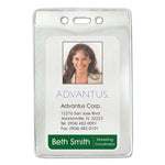 Security ID Badge Holders, Vertical, Pre-Punched for Chain/Clip, Clear, 2.63" x 4.38" Holder, 2.38" x 3.75" Insert, 50/Box