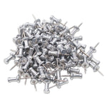 Aluminum Head Push Pins, Aluminum, Silver, 0.38", 100/Box