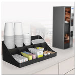 11-Compartment Coffee Condiment Organizer, 18.25 x 6.63 x 9.78, Black