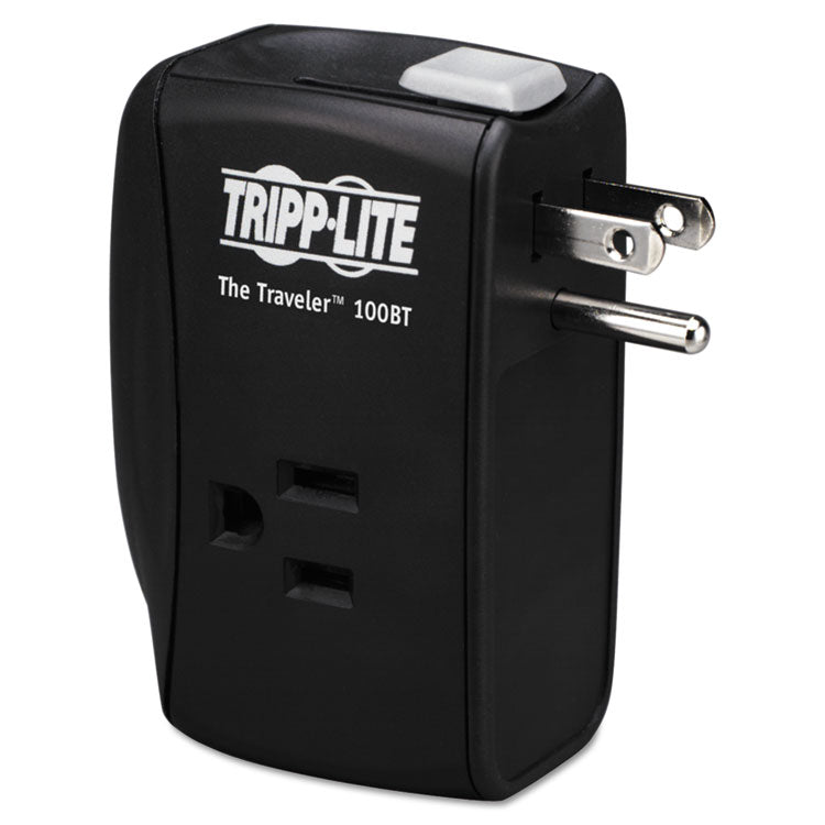 Protect It! Portable Surge Protector, 2 AC Outlets, 1,050 J, Black