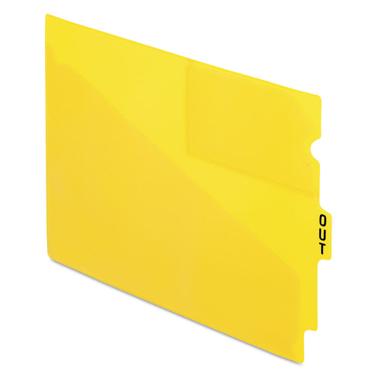 Colored Poly End Tab "Out" Guides, 1/3-Cut: Center Position, For Letter Size Files, Yellow, 50/Box