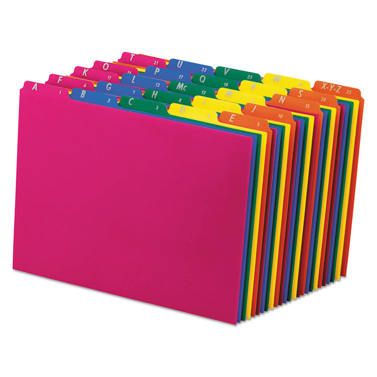 Poly Top Tab File Guides, 1/5-Cut Top Tab, A To Z, 8.5 X 11, Assorted Colors, 25/set