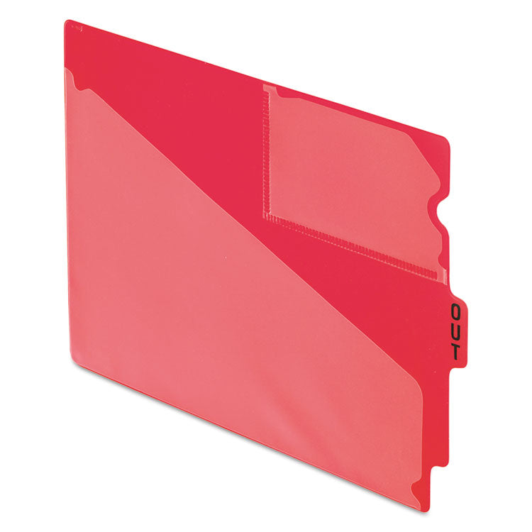 Colored Poly End Tab "Out" Guides, 1/3-Cut: Center Position, For Letter Size Files, Red, 50/Box