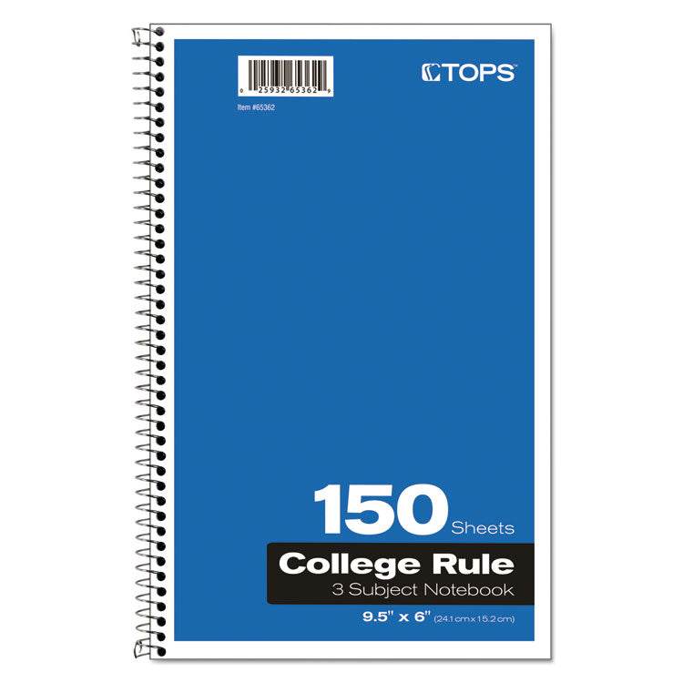 Coil-Lock Wirebound Notebook, 3-Subject, Medium/College Rule, Randomly Assorted Cover Color, (150) 9.5 x 6 Sheets