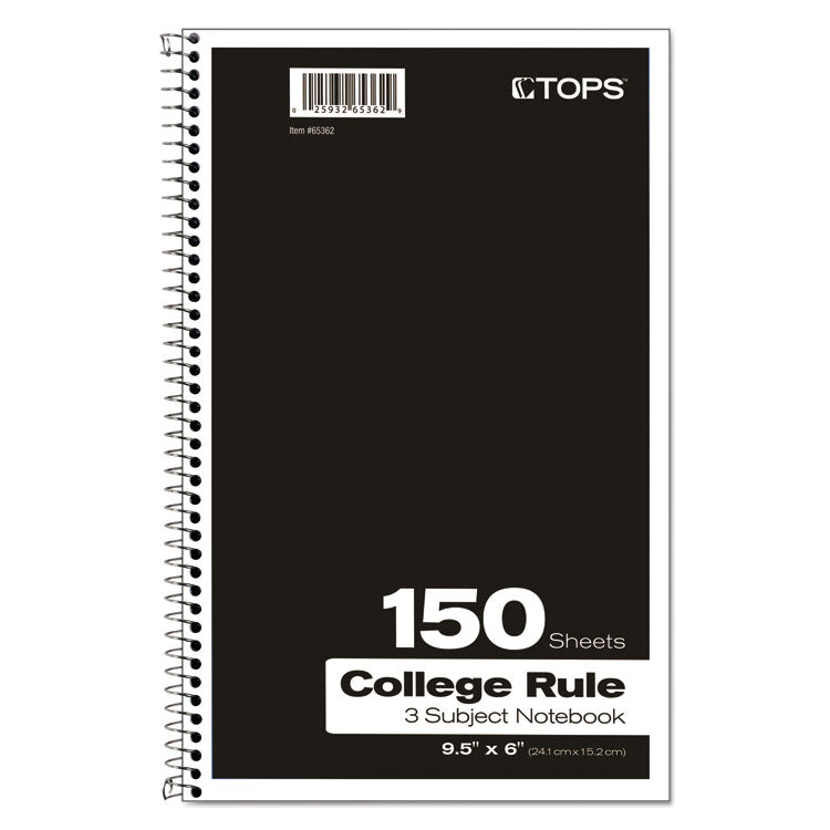 Coil-Lock Wirebound Notebook, 3-Subject, Medium/College Rule, Randomly Assorted Cover Color, (150) 9.5 x 6 Sheets