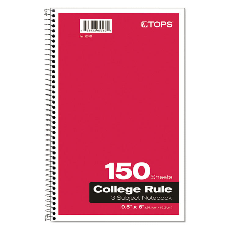 Coil-Lock Wirebound Notebook, 3-Subject, Medium/College Rule, Randomly Assorted Cover Color, (150) 9.5 x 6 Sheets