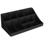 11-Compartment Coffee Condiment Organizer, 18.25 x 6.63 x 9.78, Black